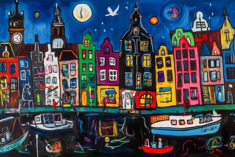 Amsterdam and the canals as an abstract painting by Roger VDB