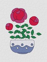 Stilisiertes Blumenarrangement im Topf