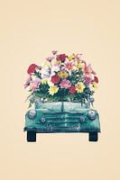 Retro car with flowers