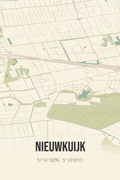 Alte Landkarte von Nieuwkuijk (Nordbrabant) von Ortsdrucke