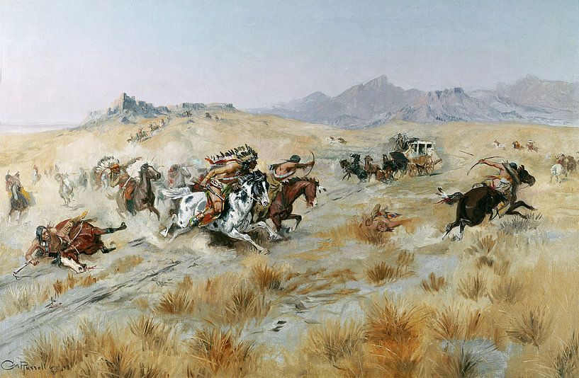 Charles Marion Russell,The Attack by finemasterpiece