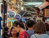 Drukke straten in Shanghai, China