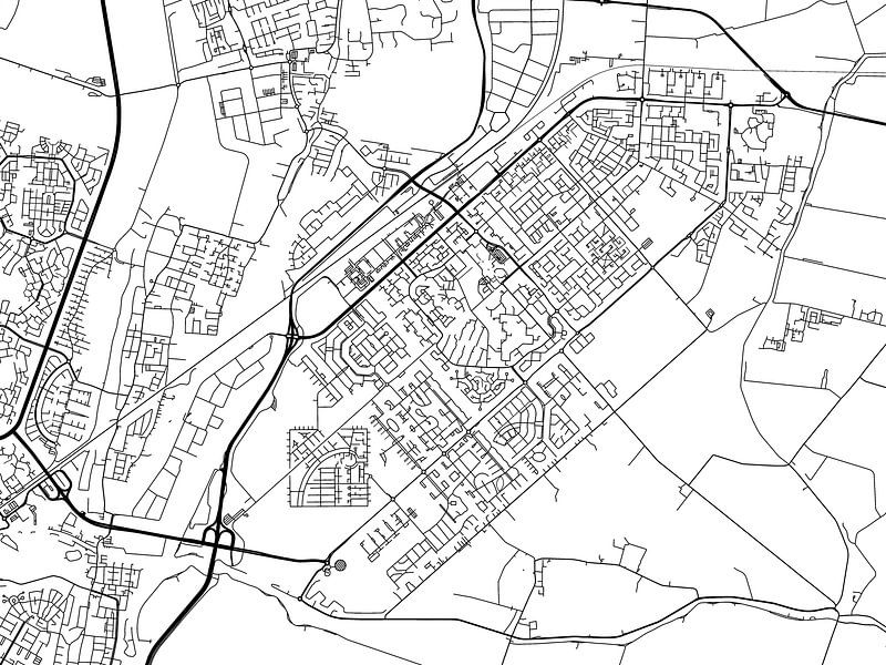 Karte von Heerhugowaard in Schwarz ud Weiss von De Kaartenwinkel