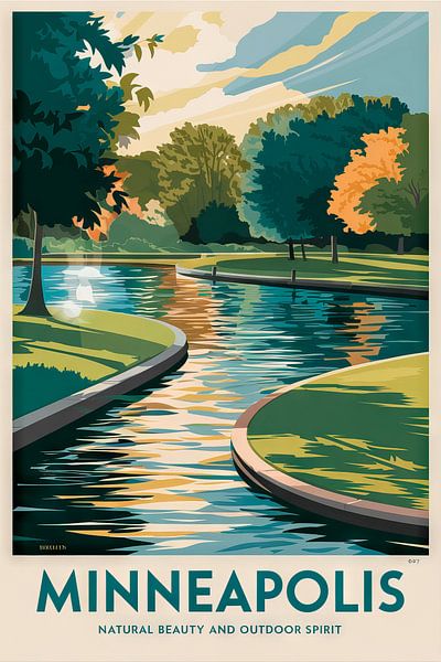 Affiche de voyage vintage de Minneapolis par Poster Art Shop