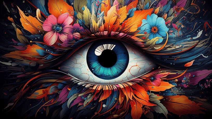 colourful abstract blue eye of the person, watercolour oil painting design by Animaflora PicsStock