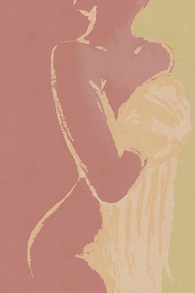 Wild Wonder - The bather, female nude in line drawing by MadameRuiz