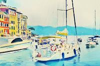 'The Colourful Enjoyment&#039 ; - Portofino - Italian Rivierà - Italie - Digital Artwork