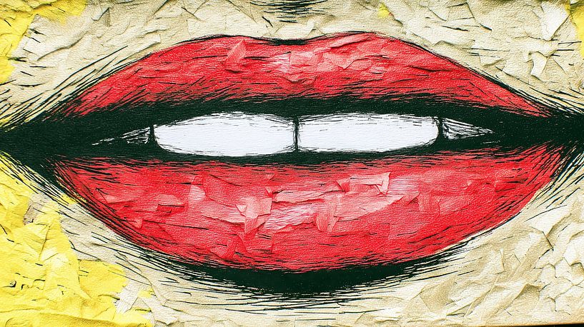 Rote Lippen mit strukturierter Oberfläche von Frank Heinz