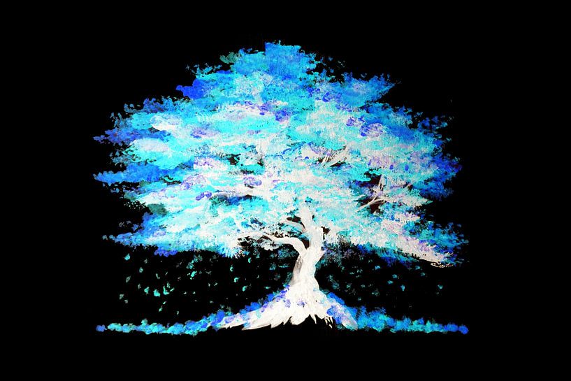 Luminescent Blue Tree by Sebastian Grafmann