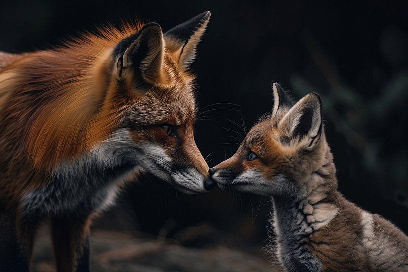 Moment intime entre deux renards par Art & Soul Creations
