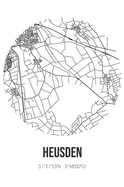 Heusden (North Brabant) | Map | Black and White by Prints of Place