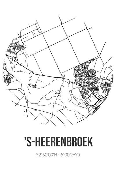 's-Heerenbroek (Overijssel) | Karte | Schwarz und Weiß von Ortsdrucke