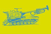 Trompetentank - gelb/blau