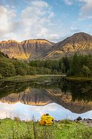 Couple in love by lake in Scotland