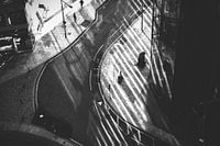 Straßenansicht von London in Schwarz-Weiß