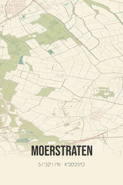 Alte Karte von Moerstraten (Nordbrabant) von Ortsdrucke
