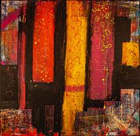 Bunte Farbstreifen vor Schwarz