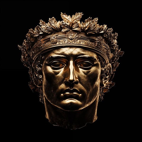 Goldene Krone und Kopf Statue Porträt von TheXclusive Art