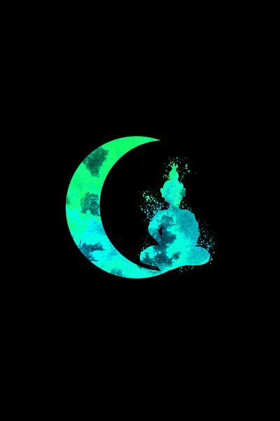 Croissant de lune et Bouddha en turquoise par Sebastian Grafmann