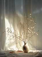 Minimalist Botanical Still Life: Branches in a Sunlit Vase