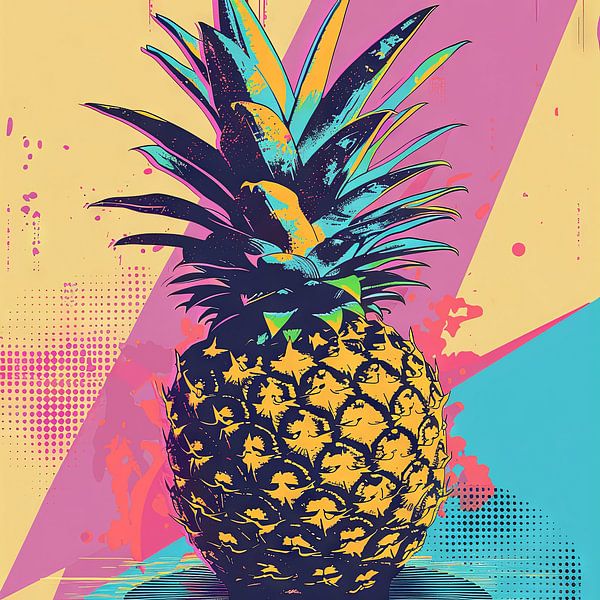Pop Art Ananas - Art mural vivant d'inspiration Warholienne par Poster Art Shop