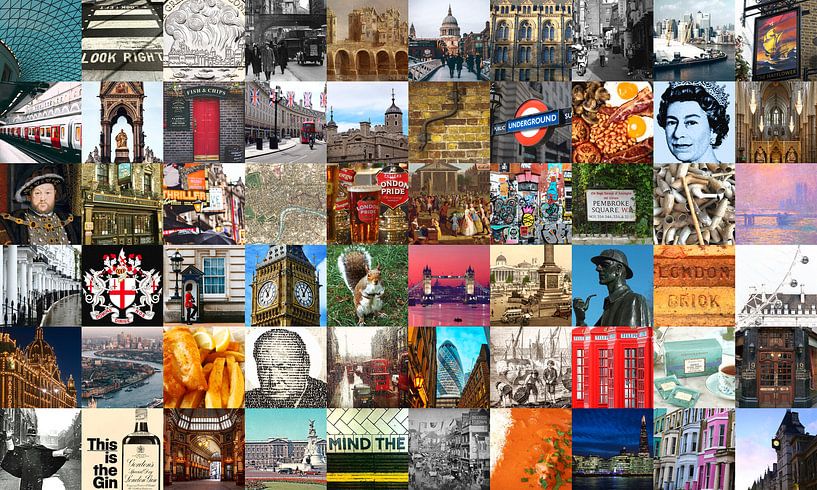 Everything from London - collage of typical images of the city and history by Roger VDB