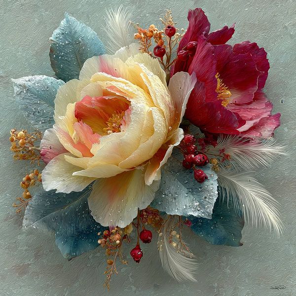 fleur jaune avec de l'eau et du glaçage par Gelissen Artworks