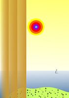 Sea view with rainbow sun