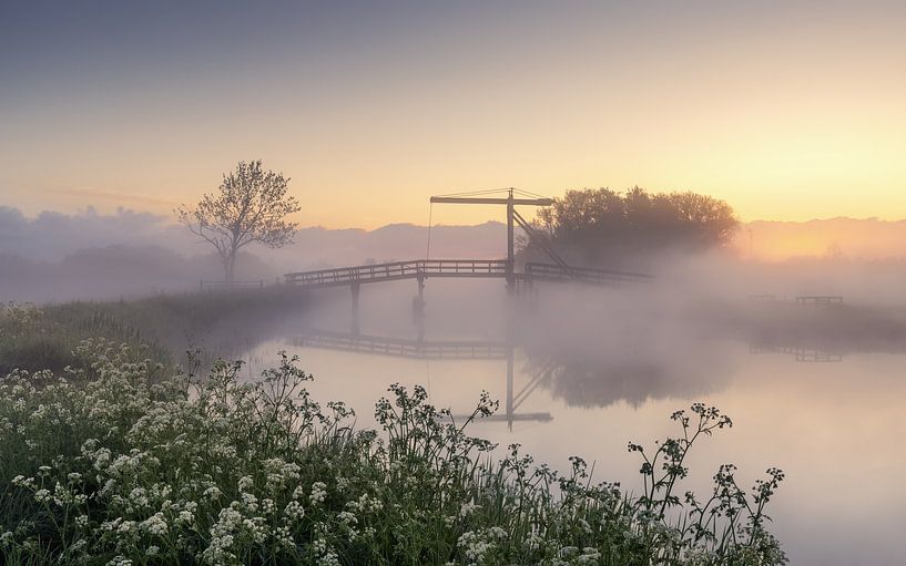 Sonnenaufgang am Schildjer Tilbat am Schildsee in der Provinz Groningen von Marga Vroom