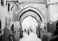 Black white street photography photo in the Medina of Marrakech