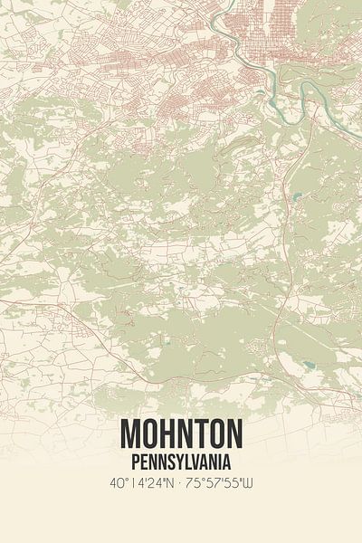 Carte ancienne de Mohnton (Pennsylvanie), USA. par Affiches de lieux