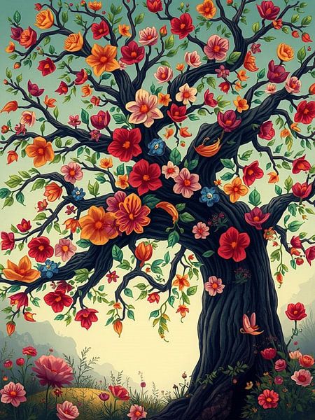 Blühender Baum des Lebens: Ein lebendiger Wandteppich der Schönheit der Natur von Artistic