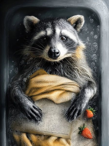 Waschbär in der Badewanne von JBJart Justyna Jaszke