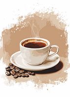 Stilvolles Kaffeetassen-Motiv mit Kaffeebohnen