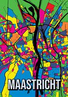 Maastricht: Colourful city plan - Abstract art poster for the wall