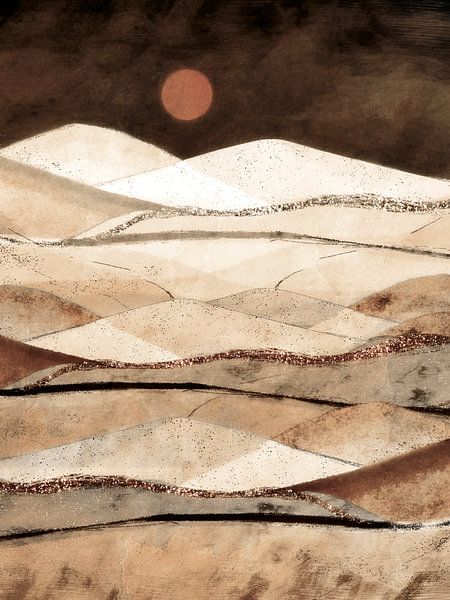 Skandinavische Landschaft erdig goldene Farben von Mad Dog Art