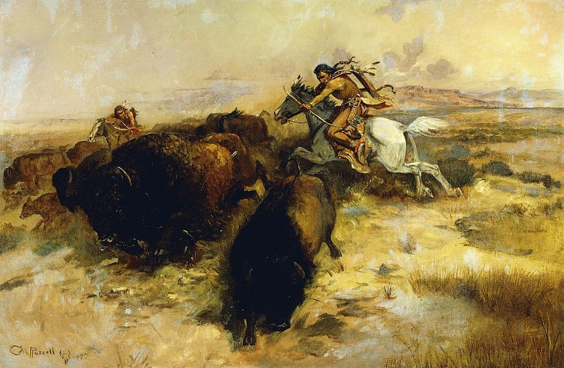 Charles Marion Russell, Büffeljagd,2 von finemasterpiece