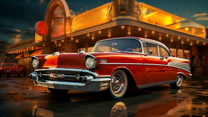 US-Auto aus den 50er Jahren Old Retro Classic Abstract Illustration von Animaflora PicsStock