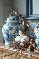 Delfter Blau, Eier und ein Spatz