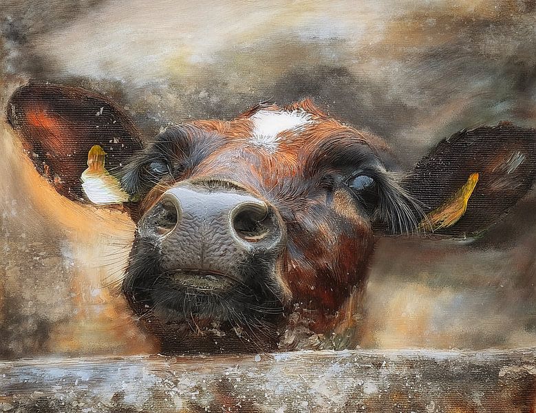 Nieuwsgierige koe 2 van Marjolein Deelen