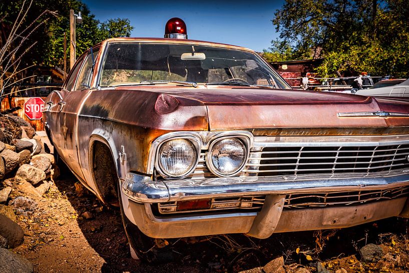 Front classic car police Route 66 in USA by Dieter Walther