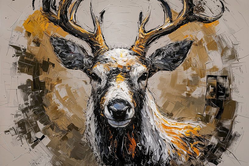 Cerf abstrait aux couleurs dynamiques par Art & Soul Creations