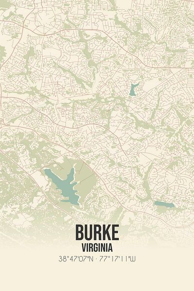 Vintage map of Burke (Virginia), USA. by Prints of Place
