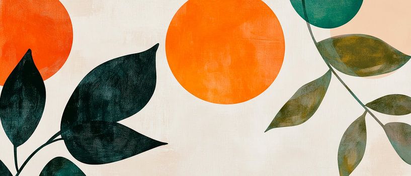 Kleurrijke cirkels en bladeren - abstracte harmonie van Poster Art Shop