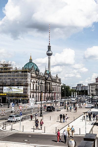 Berlin street scene with tv tower and palace by Eric van Nieuwland