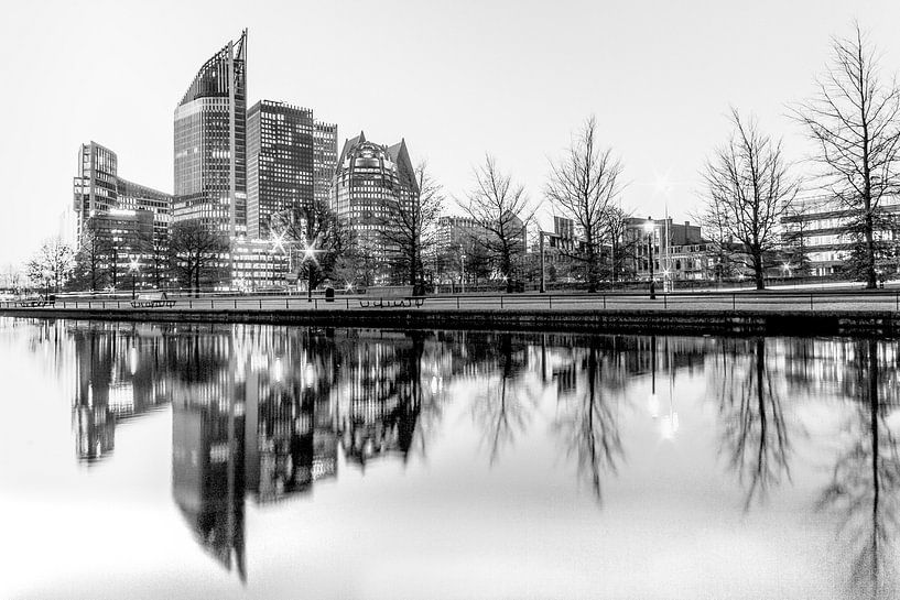Skyline of downtown The Hague - black-and-white cityscape by Retinas images