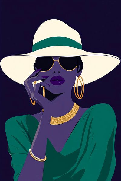 Élégance à l'ombre - lunettes de soleil dame de style et de style par Poster Art Shop