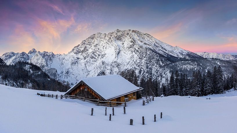 Watzmann Lever de soleil en hiver par Dieter Meyrl