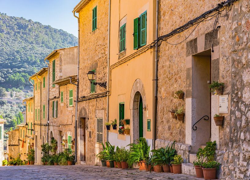 Beautiful street at the mediterranean village of Valldemossa on Majorca Spain by Alex Winter