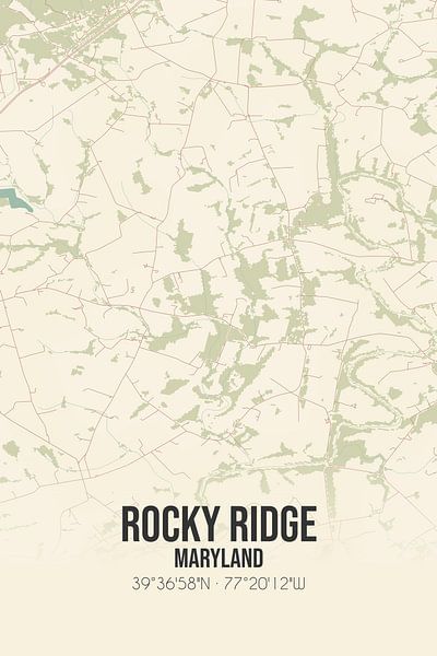 Carte ancienne de Rocky Ridge (Maryland), USA. par Affiches de lieux